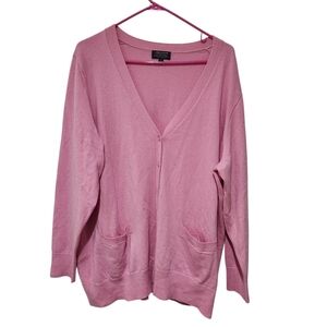 Lord & Taylor Pink Merino Wool Sweater Cardigan Size 3X